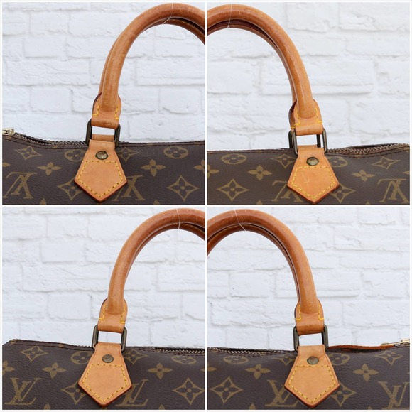 Louis Vuitton Speedy 30 Monogram Satchel Purse Brown Bag Handbag Large Tote Zip - Picture 12 of 16